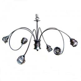 Italiano ARRICCIATO-6P  LED 6 Light Ceiling Light Black Silver Finish 