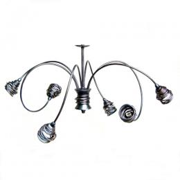 Italiano ARRICCIATO-6PL  LED 6 Light Semi-Flush Ceiling Light Black Silver Finish 