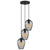 162-10996  LED 3 Light Cage Pendant Ceiling Light Black