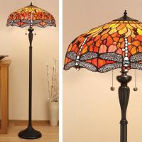 360-11222  LED Flame Dragonfly Tiffany 2 Light Floor Lamp