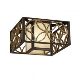 184-12000 Razzi LED 2 Light Flush Ceiling Light Heritage Bronze and Parisienne Gold 