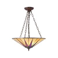 363-12409 Domenico LED Tiffany 3 Light Large Inverted Pendant Ceiling Light