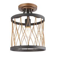 733-13449  Semi Flush Ceiling Light Matt Black and Rustic Bronze