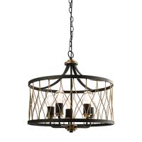 733-13450  5 Light Ceiling Light Matt Black and Rustic Bronze