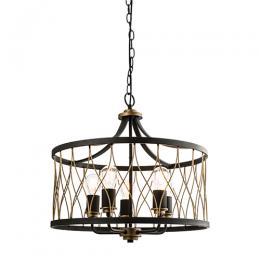 733-13450  5 Light Ceiling Light Matt Black and Rustic Bronze 