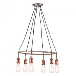 734-13538  6 Light Ceiling Light Aged Pewter and Aged Copper 