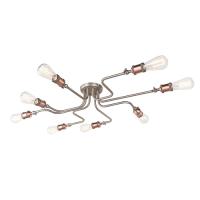 734-13732  8 Light Semi Flush Ceiling Light Aged Pewter and Aged Copper