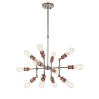 734-13733  12 Light Industrial Style Ceiling Light Aged Pewter and Aged Copper