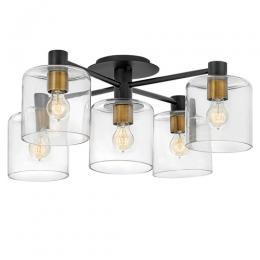 186-13777 Azzini 5 Light Ceiling Light Black and Heritage Brass 