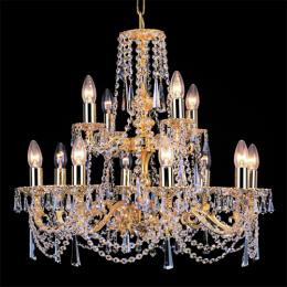 340-4089  LED 15 Light Crystal Chandelier Gold Plated 