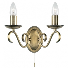 734-5892 Benussi LED 2 Light Wall Light Antique Brass 