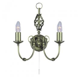 741-6619 Zanetti LED 2 Light Wall Light Antique Brass 