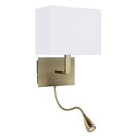 741-6804  LED Wall Light with LED Reading Lamp Light Antique Brass