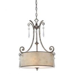 188-7169 Lando LED 2 Light Pendant Ceiling Light Mottled Silver Finish 