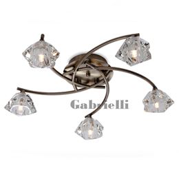 208-8026  LED 5 Light Ceiling Light Antique Brass 