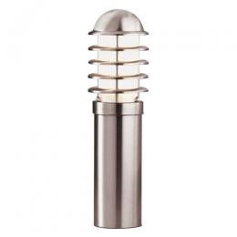 741-9791 Lovato LED Outdoor Pedestal Lamp Satin Silver Finish 